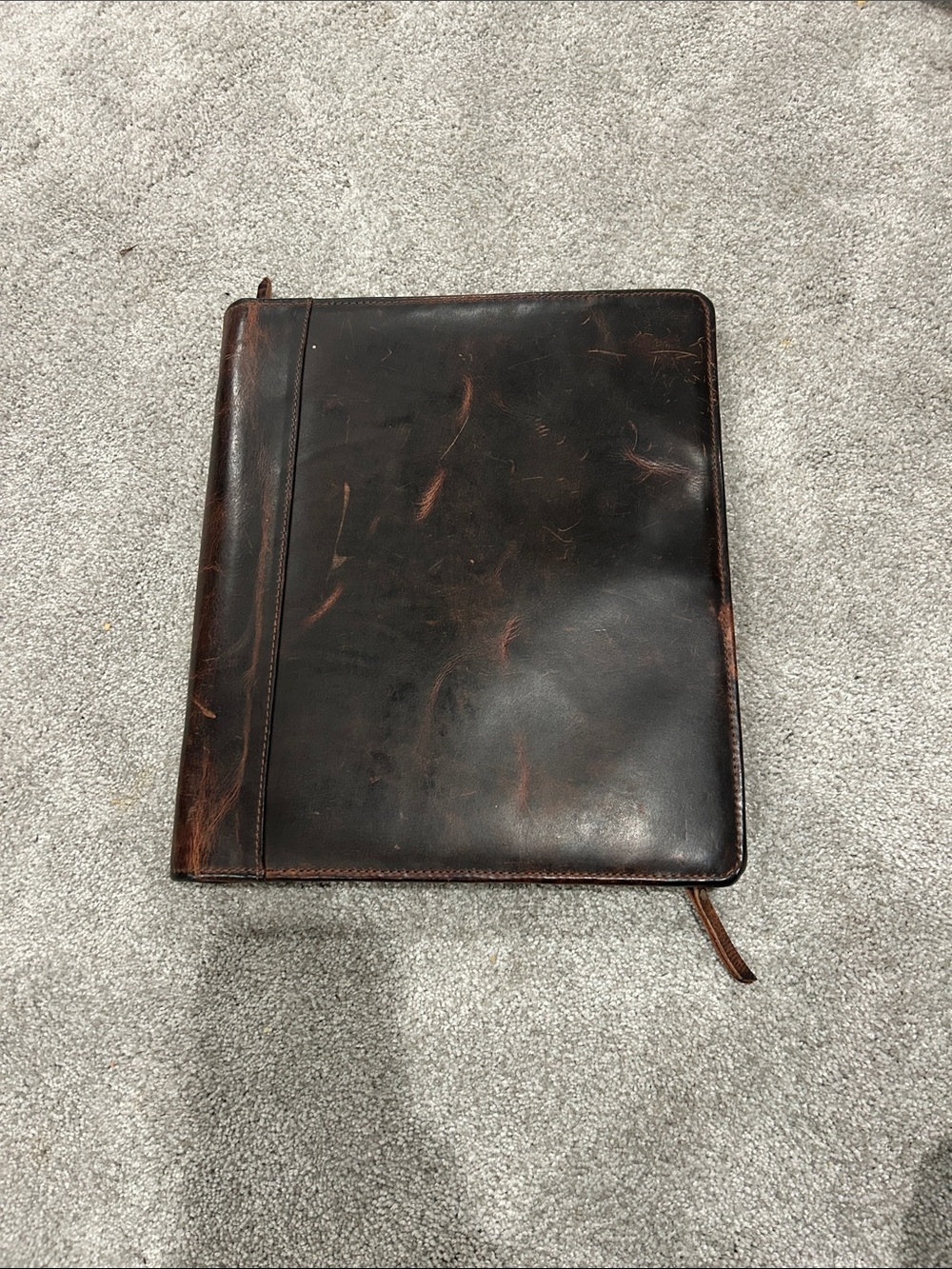 Rustic Town Distressed Brown Leather Zip Portfolio Padfolio Organizer